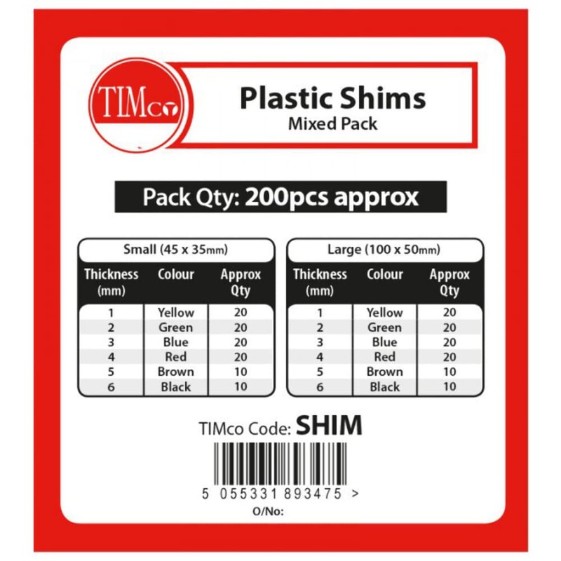 TIMCO Assorted Shims - Assorted Colours - Colourful spacers, shims,