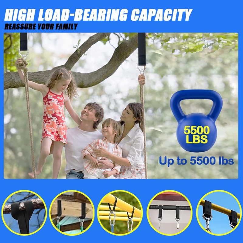 6 Sets Tree Swing Straps Hanging Kit Strap, 50cm x