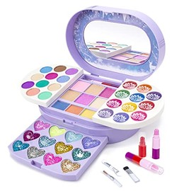 Tomons Kit de maquillaje para niños para niña, juego de belleza de juguete cosmético lavable real, juguetes de cumpleaños, regalo para niñas de 3, 4, 5, 6, 7, 8, 9, 10 años