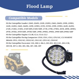 Getfarway 388-3782 Flood Lamp Light Compatible with Caterpillar CAT Loader 236D 242D 259D 279D 299D Excavator 304 306 309 Engine C3.3B C2.4 Replace 3883782
