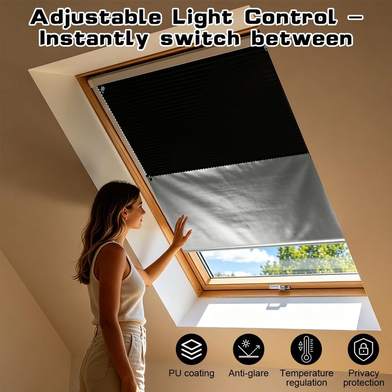 NUTKIT 60*115 CM Blackout Blind Suction Cup Curtain, 420D Waterproof