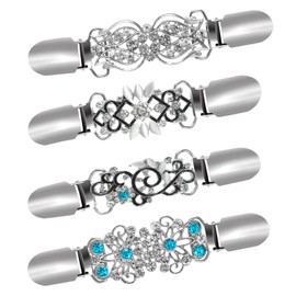 Ruisita 4 Pieces Retro Cardigan Clip Sweater Collar Clip Shawl Clips Dresses Shawl Clip for Women Girls (Color 2)