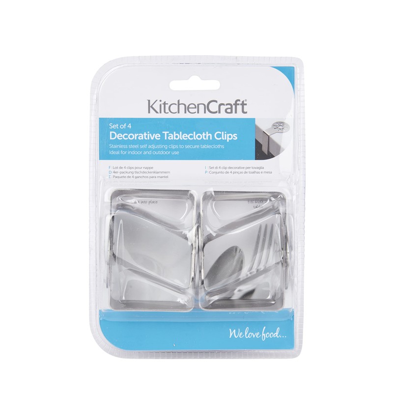 KitchenCraft KCTCCSUN Table Cloth Clip Set, Sun Design, Stainless Steel,