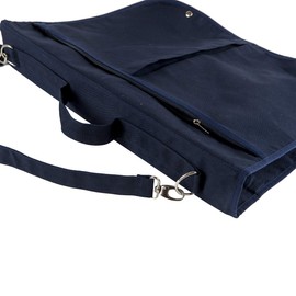 Tag&Crew Garment Bag for business travel, carry on, foldable storage premium clothes, suits, long wedding dresses with removable shoulder strap - Navy Blue