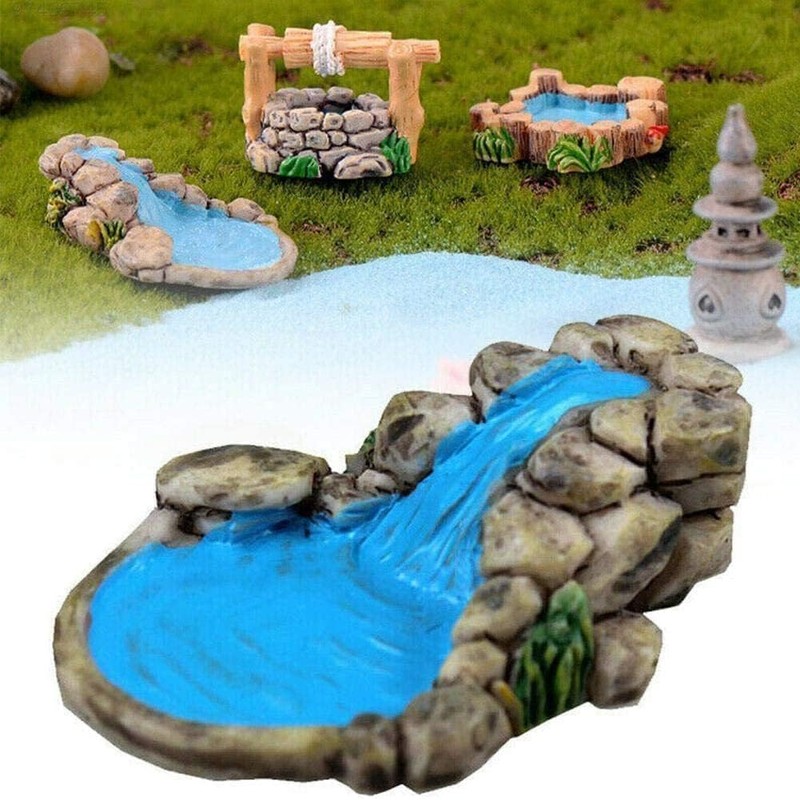 Yxinjy Blue Miniature Mini Water Pool DIY Fairy Garden Lawn