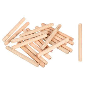sourcing map 30Pcs 2/5"x3-8/9" (10mmx100mm) Wooden Dowel Pins, Fluted Wood Beveled Ends Tapered Dowel Hardwood Pegs, Fluted Wood Dowels Rods for Furniture, Crafts, DIY