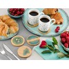 Round Ocean Wave Epoxy Resin and Bamboo Coaster Drink Mat
