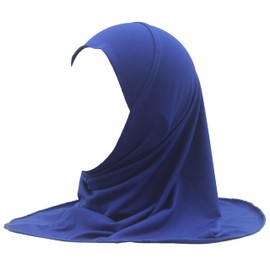 Modest Beauty Girls Hijab Muslim Kids Scarf Headwear Solid Color for 2-6 Years Ready to Wear, Blue, for age 2-6
