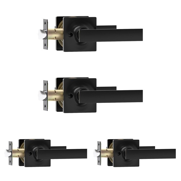 Voraus Matte Black Door Handle - 4 Pack Passage Door