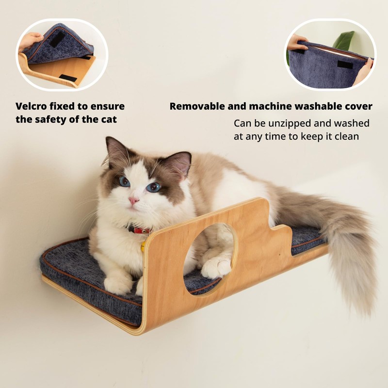 LIORCE Cat Wall Shelves, Creative Design Cat Shelf with Peephole,