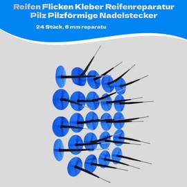 Tyre Patches Glue Tyre Repair Mushroom Shaped Needle Plug for Repair Mushroom Rubber Repair Mushroom Plug with Integral Set of Tyres for Car/Motorcycle/Bicycle/Truck, Pack of 24, 6 mm Repair