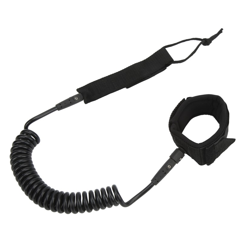 Surfboard Leash High Elasticity TPU Black Adjustable Coiled Surfing Leg