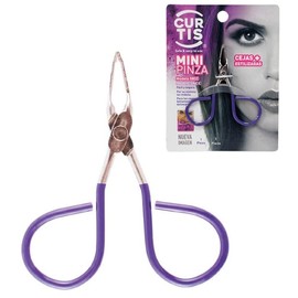 CURTIS Mini pinzas profesionales con mango de tijera fácil, las mejores pinzas de cejas de precisión para hombres y mujeres; herramientas de belleza portátiles para cabello facial, cabello encarnado, puntos negros; morado de 58 CC fabricado en México