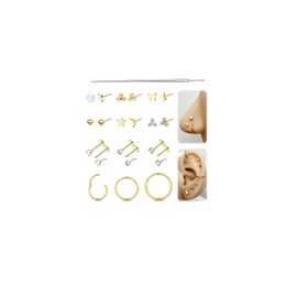 18G Threadless Nose Studs For Women Men - Hypoallergenic 316L Surgical Steel Nose Rings Hoop CZ Lip Labret Septum Medusa Nose Rings Studs Push In Flat Back Earrings Cartilage Helix Conch Nostril