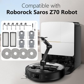 Chuancheng 18-teiliges Zubeh?r-Set f1r Roborock Saros Z70 / Saros Z70 Ultra Staubsauger, Ersatzteile, 2 Filter, 4 T1cher, 6 Seitenb1rsten, 4 Staubbeutel, 1 Reinigungswerkzeug, 1 Schraubendreher