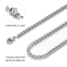 King Will 2 Pack 20" Stainless Steel Necklace with Two Alternative Pendants, Cross Pendent/National Flag Style, Silver - Three Ways to Wear, Necklace Only/With Pendaent/With Ring (Not Include) (National Flag)