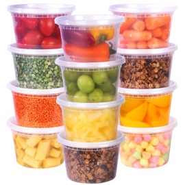 Deli Containers with Lids 16 oz. [24 Sets] Plastic Deli Cups Soup Containers with lids, To Go Food Containers