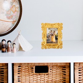 BESPORTBLE Vintage Picture Frame Resin Golden Ornate Textured Rectangle Desktop Photo Frame Photo Holder Jewelry Display Frame Home Decoration