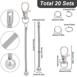 SUNNYCLUE 1 Box 20 Sets Bead Keychain Blanks Metal Keychain Bars Stainless Steel Beadable Key Chain Beaded Blank Bars Kits Bulk for Jewelry Keychain Making Crafting Supplies DIY Projects Gifts