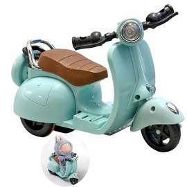 Liotww Motorcycles Scooter Toy Doll - with Light and Music, Cute Have a Seat Accessories, Interactive Rotating Decor Desktop Ornaments for Collectors (Blue)
