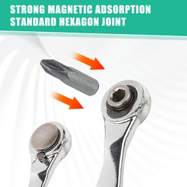 1/4 inch ratchet, 72-tooth hand ratchet wrench, comes with 12 bits, small and portable, forward and reverse adjustment with just one button, suitable for small spaces