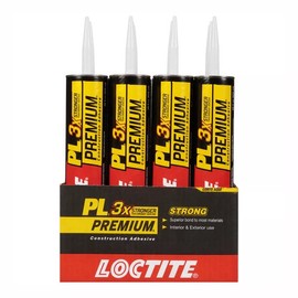 Loctite PL Premium Polyurethane Construction Adhesive, Versatile Construction Glue for Wood, Concrete, Stone, Metal & More- 28 fl oz, Cartridge, 12 Pack