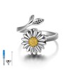 LONAGO Sunflower Ash Ring 925 Sterling Silver Sunflower Daisy Adjustable