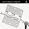AmzGod Door Hinges Brushed Nickel - 3 Pack 3.5 Inch