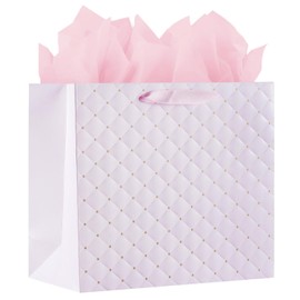 LEAYUGF 13" Large Pink Gift Bags with Tissue Paper For Girls Birthday Mother's Day Father's Day Graduations Weddings Anniversaries and Baby Shower with Handles