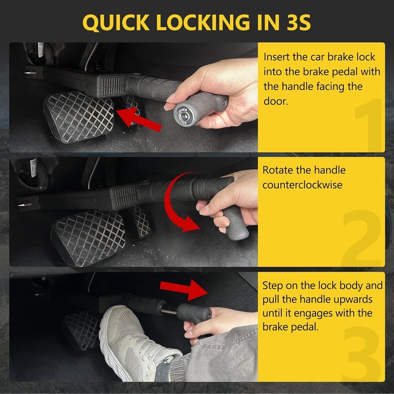OPSOOPI Brake Pedal Lock, Anti Theft Car Device Brake Clutch