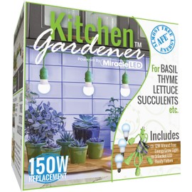 Miracle LED 609903 Kitchen Gardener 3-Socket LED Grow Light Bulb Kit with Blue Spectrum Starting AFE Bulbs