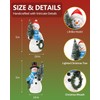 Set of 2 Resin Snowman Figurines with Light-Up Christmas Tree