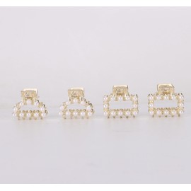 8-Pack Mini Gold Metal Claw Clips with Pearls, Non-Slip for Thin & Thick Hair, Cute Barrettes Jaw Clamps, Bangs Pins Hair Accessories for Women & Girls