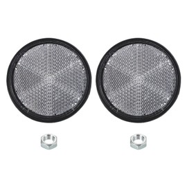 PATIKIL Round Rear Reflectors, 2 Pcs Safety Reflective Warning Reflector Plastic Universal Motorcycle Reflector with M6 Screw Mount for Car Motorcycle Trailer Bike Bicycles Dirt, White
