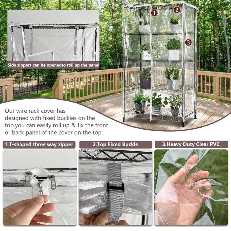okcool Waterproof Shelf Cover,All Clear Wire Shelf Cover with Zipper,Transparent