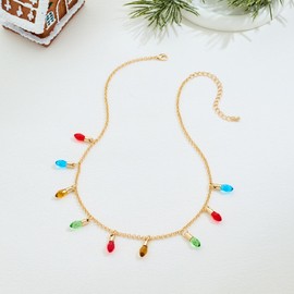 FILMOON Christmas Light Necklace for Women Colorful Bulb Charms Cute Festival Jewelry