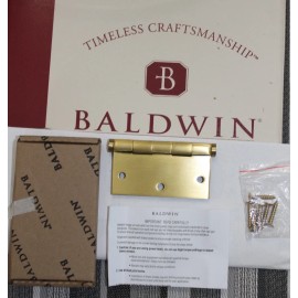 Baldwin Brass Individual Mortise Hinge 1035-060-I Satin Brass & Brown 3.5"x3.5"