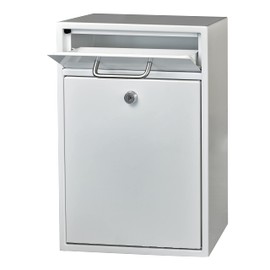 Mail Boss 7420 High Security Steel Locking Wall Mounted Mailbox - Office Drop Box - Comment Box - Letter Box - Deposit Box, Alpine White