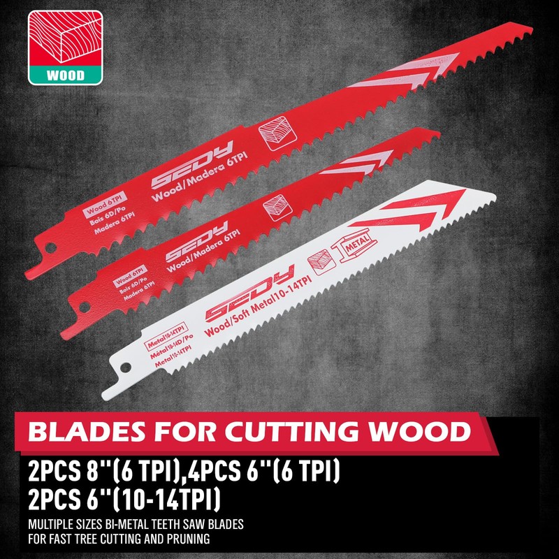 10-Piece Ultimate Reciprocating Saw Blade Set, Premium 6 & 8