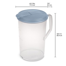 Sterilite 12 Pack 1 Gal Round Pitcher, Drink Dispenser Jug, Flip Tab Lid, Washed Blue