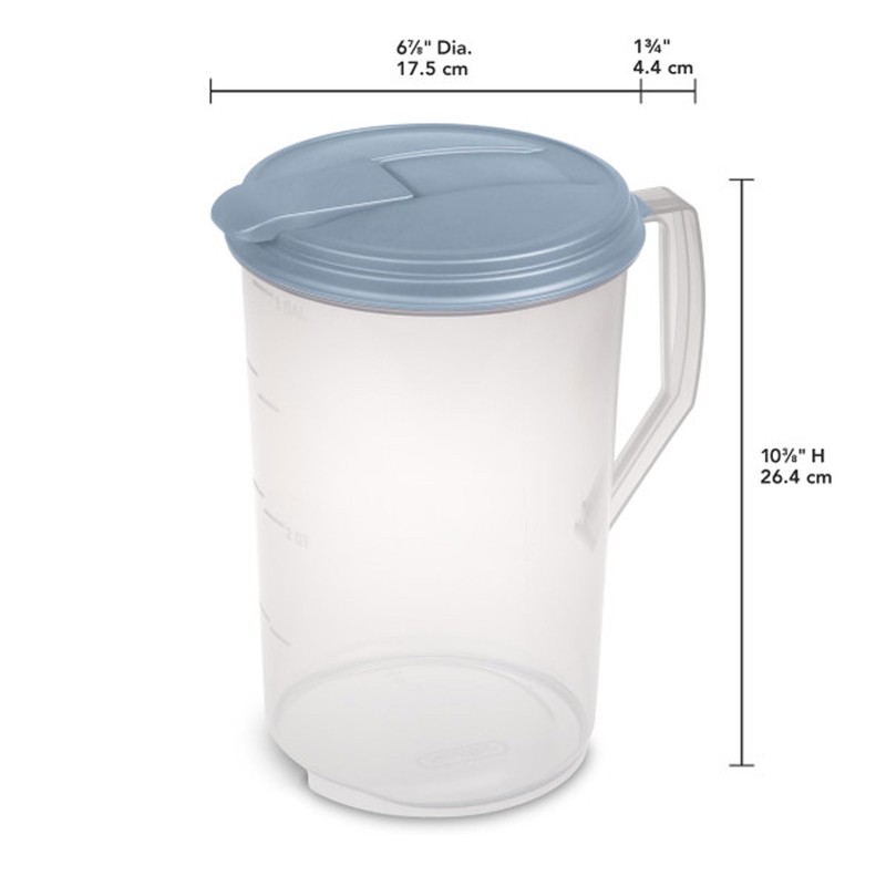Sterilite 12 Pack 1 Gal Round Pitcher, Drink Dispenser Jug,