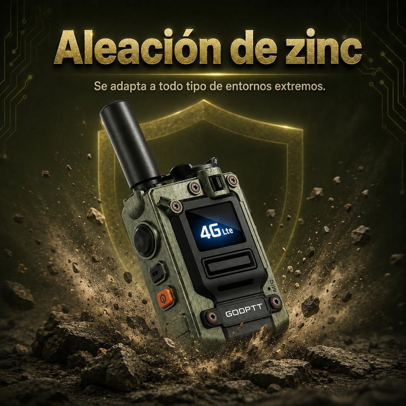 Radios PTT 4G de Zinc, Alcance Ilimitado, Verde, 2-Pcs