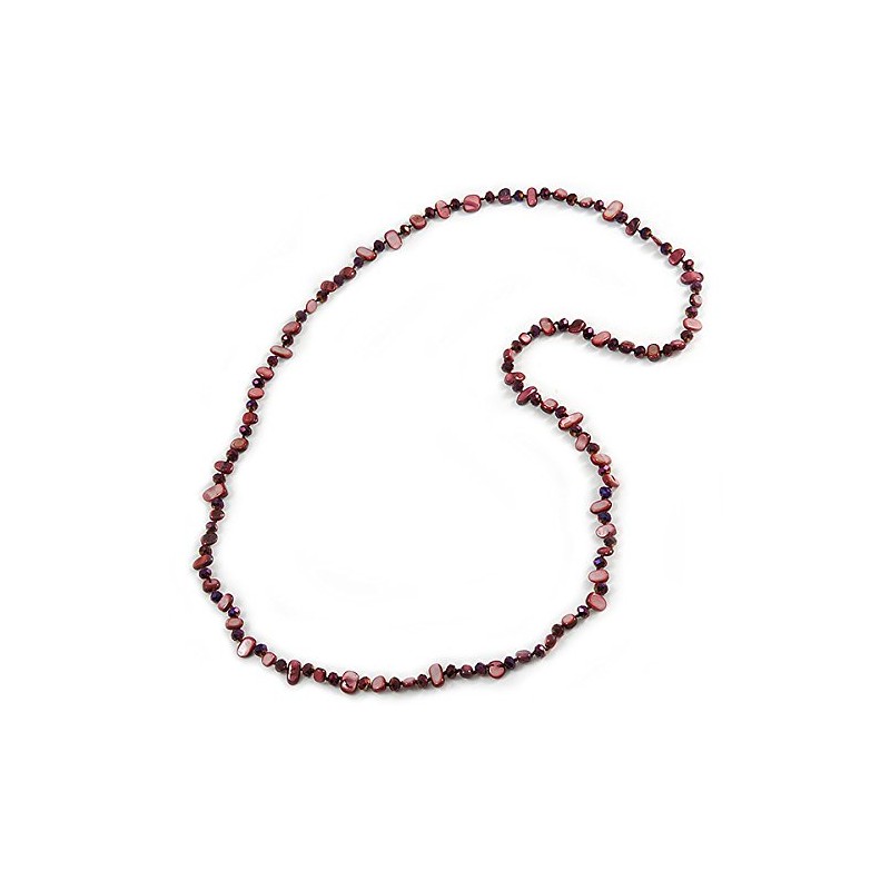 Avalaya Cranberry Shell Nugget and Chameleon Purple Glass Crystal Bead