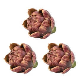 Luckforest Artificial Artichokes, 3Pcs Small Purple Red Simulation Artichoke Fake Fruits for Home Kitchen Decor Wedding Table Fruit Basket Decoration