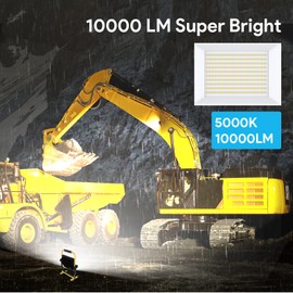 shinic 10000 Lumen LED Work Light with Stand,95W IP66 Waterproof Flood Light, Portable 5000K Light, UL Listed 3 Prong Plug, 17.13Ft Cord, Ideal for Shop, Job Site, Garage Construction Site (White)