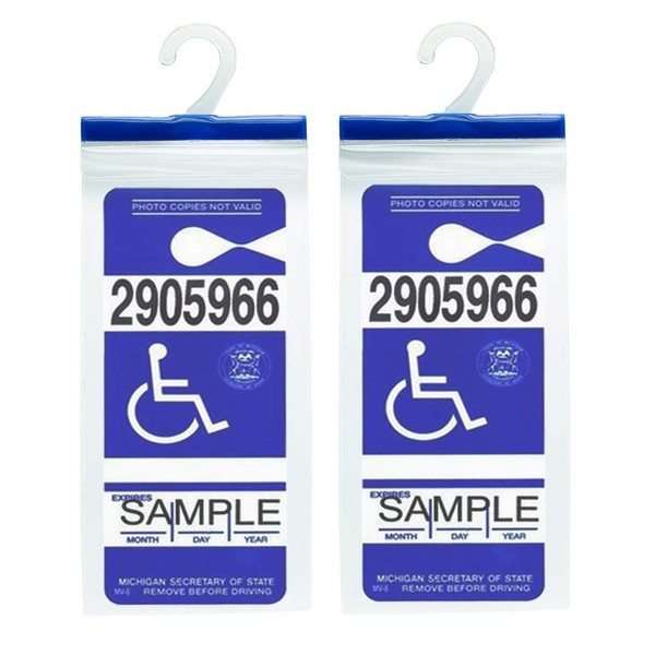 Handicap Parking Placard Holder - Disabled Parking Permit Holder Hanger Sleeve with Larger Hook by Tbuymax(Set of 2)