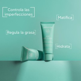 Apivita Just Bee Clear Crema Anti-Imperfecciones Matificante Hidratante 40ml - para pieles grasas con tendencia acneica e imperfecciones - con propóleo AmC patentado y ácido salicílico vegetal