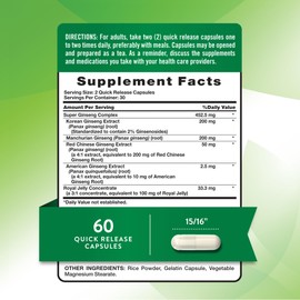 Nature's Truth Super Ginseng Complex | 60 Capsules | with Royal Jelly | Non-GMO & Gluten Free Supplement