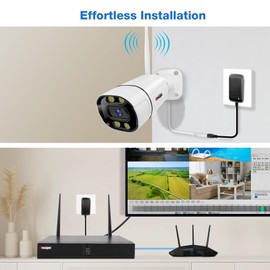 [Dual Warning, 1TB Hard Drive] 4K Security Camera System Wireless Wi-Fi, 4pcs Camera Security for House Indoor Outdoor 24/7 Recording, 2 Way Audio, AI Detection, Spotlights Night Vision, 8 Channel NVR