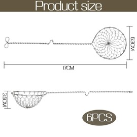 LOMUG Pack of 6 Kitchen Strainer Fondue Strainer Stainless Steel Strainer Slotted Spoon with Handles Kitchen Strainer Ladle Stainless Steel for Cooking Vegetables Mushrooms Meat Fish (Silver)